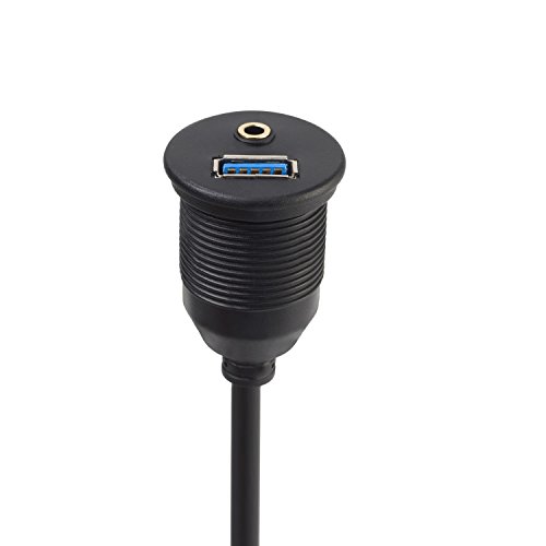 USB 3.0 e 3.5mm Car Flush Cable 3.5mm + USB3.0 AUX Extension Dash Panel Impermeabile Cavo di montaggio per auto e moto 1m