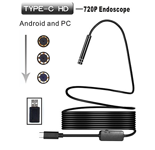 USB wireless endoscopio ,8 mm 720p Megapixel HD senza fili 2 in1 USB tipo C Periscopio impermeabile Snake ispezione fotocamera per Android/MacBook OS con 8PCS LED luminosità regolabile, 1 m