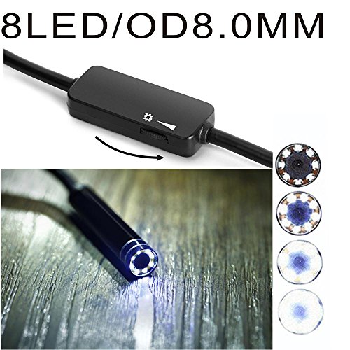 USB wireless endoscopio ,8 mm 720p Megapixel HD senza fili 2 in1 USB tipo C Periscopio impermeabile Snake ispezione fotocamera per Android/MacBook OS con 8PCS LED luminosità regolabile, 1 m