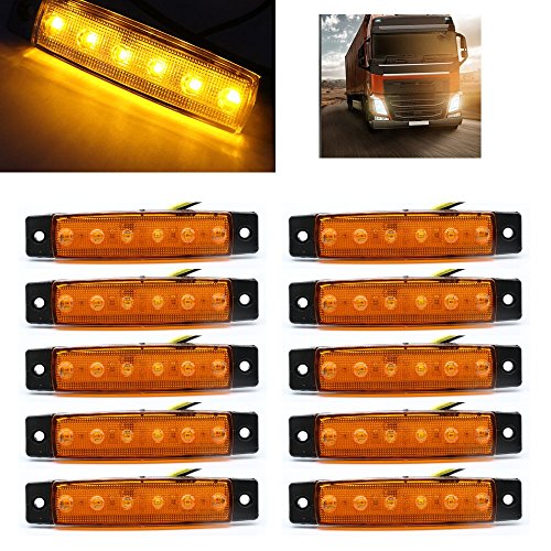 USUN 10ST 6 LED 12 V Giallo camion Van rimorchio lato linea anteriore luce Chrome Bezel markierungs lampade visualizzazione