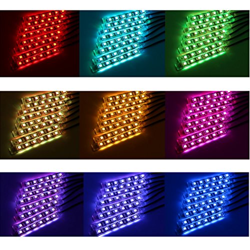Usun flessibile 15 color 8 striscia SMD RGB LED auto luci da pavimento decorazione Mulicolour Atmosphere strip Light Lamp kit + telecomando per auto moto