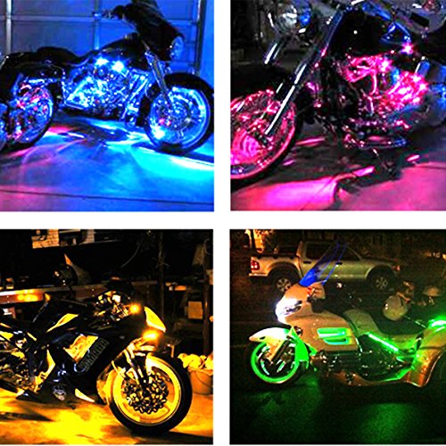 Usun flessibile 15 color 8 striscia SMD RGB LED auto luci da pavimento decorazione Mulicolour Atmosphere strip Light Lamp kit + telecomando per auto moto