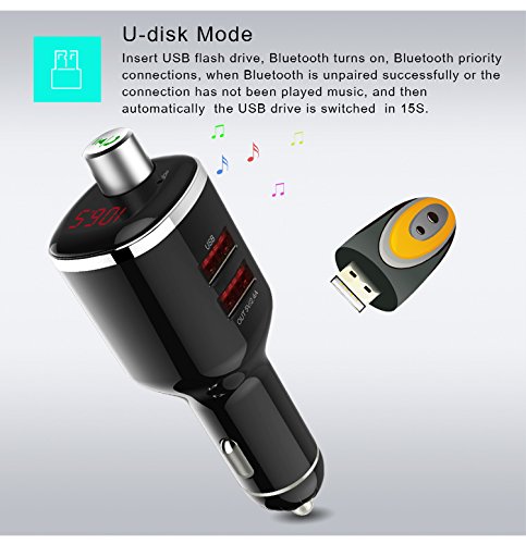 v4.2 universale Bluetooth senza fili trasmettitore FM radio compatibile con display a LED dual USB porta di ricarica caricabatteria da auto kit vivavoce per iPhone//8 x 7PLUS/7/6/5s ipad iPod Samsung S8/S7 LG