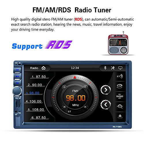 VETOMILE Autoradio Bluetooth, Autoradio 2 Din 7" HD Touch Screen, Ricarica Veloce GPS Navigazione Controllo del Volante Radio FM/AM/RDS, USB/schede TF/AUX, Nero