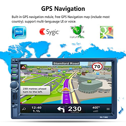 VETOMILE Autoradio Bluetooth, Autoradio 2 Din 7" HD Touch Screen, Ricarica Veloce GPS Navigazione Controllo del Volante Radio FM/AM/RDS, USB/schede TF/AUX, Nero