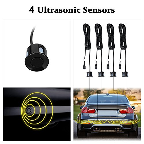 Vetomile Sensore di Parcheggio Per Auto 4 Sensori, Sensore di Parcheggio con Allarme Sonoro e Schermo LED Vision Inverso