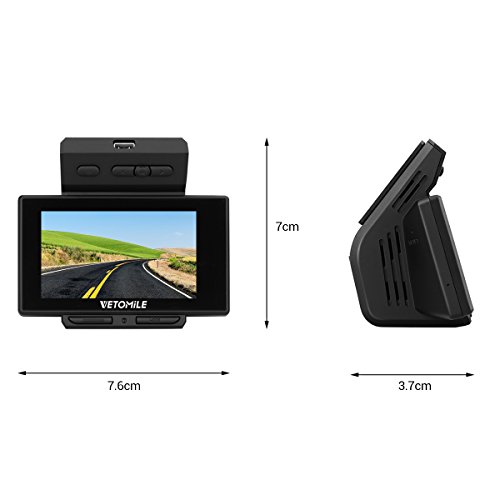 VETOMILE V1 Dash Cam 2.7 pollici LCD Full HD 1080P 170 Amplificatore Angolare Dashboard Videocamera DVR Videocamera con Sensore G, Registrazione Loop