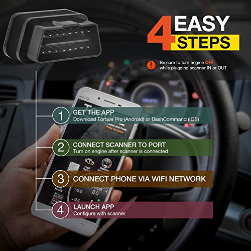 Vgate Icar 2 WiFi OBD2 scanner Scan Tools interfaccia adattatore Check Engine Light can Support 12 V (2003-) diesel Car strumento diagnostica per iOS iPhone iPad, Android auto Sleep