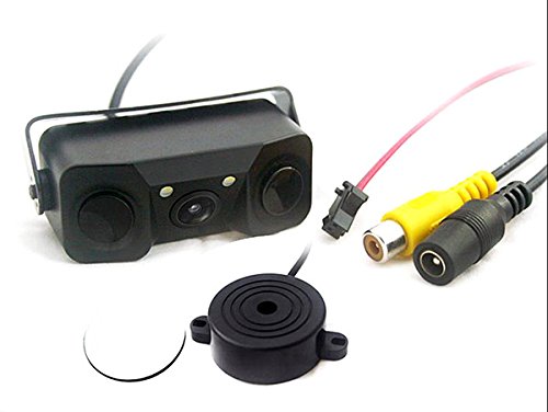 Video Parking Sensor 3 In 1 Telecamera Portatarga Visione Notturna Con Led 2 Sensori Parcheggio e Cicalino C716