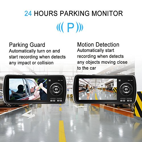 Videocamera da cruscotto, full HD 1080p, registratore video per auto, DVR con LCD da 2,7", con sensore di gravità integrato, registrazione automatica continua, WDR, rilevazione di movimento, monitoraggio durante il parcheggio, di AuKing