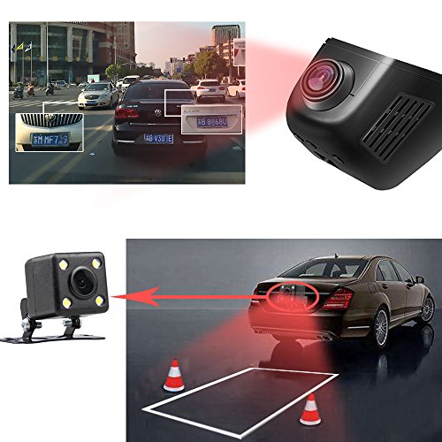 Videocamera nascosta WiFi per retrovisione in auto, con telecamera posteriore HD da 1080p, obiettivo grandangolare da 170 ° con rilevatore di movimento G Sensor