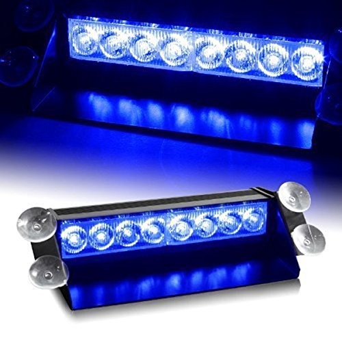 VORCOOL LED Emergenza Strobe Light Bar per auto camion 12V 8-LED (blu)