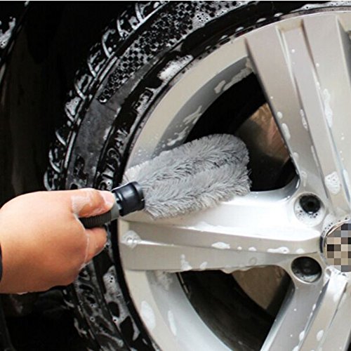 VXCAN 7PCS kit di pulizia per auto con borsa guanti Duster Wheel Brush mini spazzola aspirazione Sponge Block coral Wash spugna