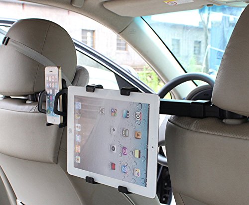 vzer 2 in 1 360 gradi di rotazione Premium + Supporto per Poggiatesta Auto con tablet universale Smartphone supporto per iPad Pro 9.7 iPad Air iPad mini (Fits tutti sotto 10 pollici)