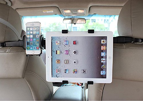 vzer 2 in 1 360 gradi di rotazione Premium + Supporto per Poggiatesta Auto con tablet universale Smartphone supporto per iPad Pro 9.7 iPad Air iPad mini (Fits tutti sotto 10 pollici)
