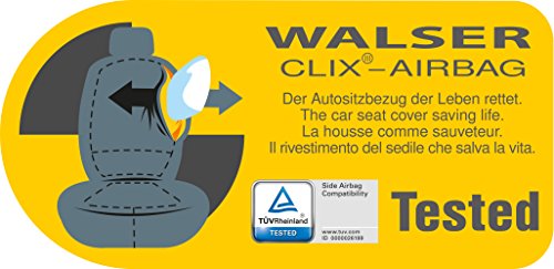 Walser 11311 Set completo coprisedile auto Secure, grigio-blu, per veicoli dotati di airbag laterale, certificato dal TÜV con COC