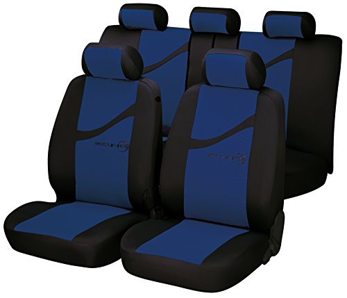 Walser 11311 Set completo coprisedile auto Secure, grigio-blu, per veicoli dotati di airbag laterale, certificato dal TÜV con COC