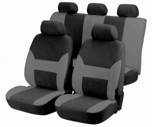 Walser 12417 Set completo coprisedile auto Dubai antracite nero, per veicoli dotati di airbag laterale, certificato dal TÜV con COC