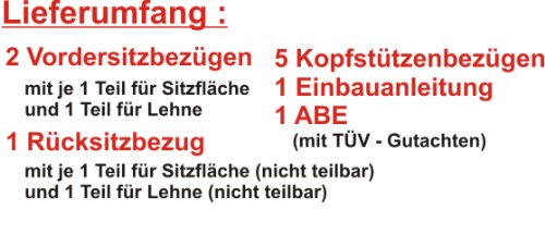 Walser 12476 Set completo coprisedile auto Sports, rosso, per veicoli dotati di airbag laterale, certificato dal TÜV con COC
