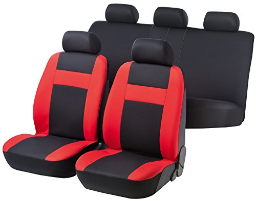 Walser 12589 Set completo Coprisedile auto Cruise, nero rosso, per veicoli dotati di airbag laterale, certificato dal TÜV con COC