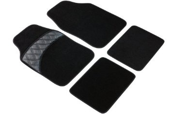 Walser 14785 Set da 4 pezzi di tappetini auto Protector con proteggi tacco, nero
