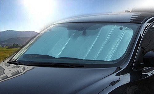westeng auto anteriore parabrezza visiera doppia lama di alluminio Portaetichetta solare di auto protezione UV parasol-silver 140 * 70 cm