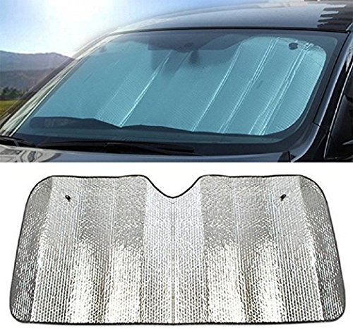 westeng auto anteriore parabrezza visiera doppia lama di alluminio Portaetichetta solare di auto protezione UV parasol-silver 140 * 70 cm