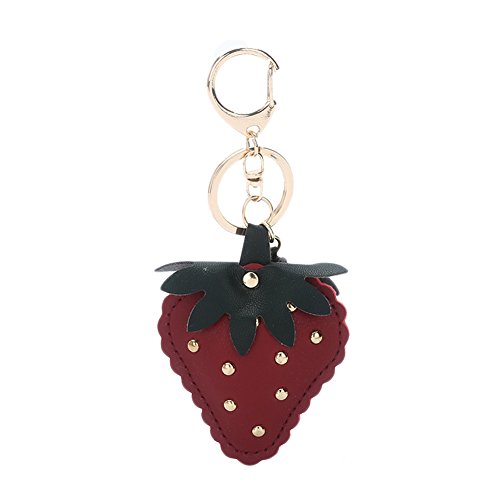 Westeng Keychain Charming a forma di portachiavi in pelle PU carino fragola pendente borsetta in portachiavi rosa, Pelle, Red, 5 cm
