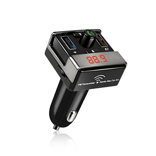 WINOMO A7 Caricabatteria da Auto USB 2 Porte Trasmettitore FM Adattatore Audio Radio 12-24V 4 in 1 Nero