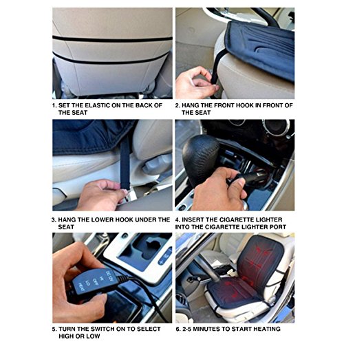 WINOMO Auto di sicuro Van Auto Seat Pad riscaldato cuscino copertura sedile scaldino (nero)
