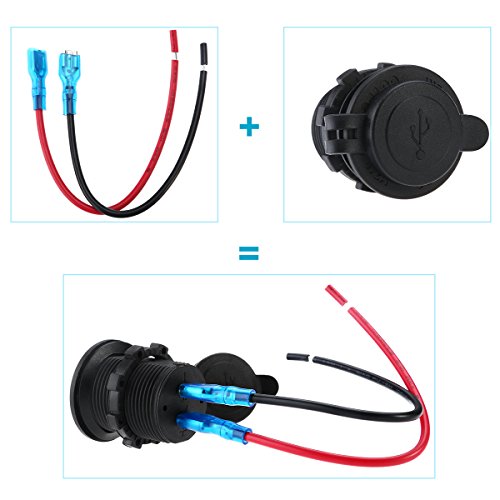 WINOMO WINOMO Dual USB 4.2A 5V Socket Charger 12/24V Waterproof Power Outlet for Auto Car Motorcycle (Blue Light)