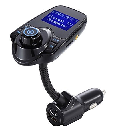 Wior Bluetooth trasmettitore FM. Auto Bluetooth lettore MP3 senza fili radio adattatore vivavoce Car kit porta USB TF Card con display 3,7 cm e 3.5 mm AUX input device