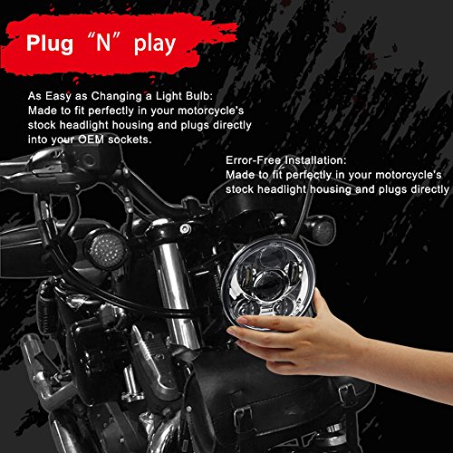 Wisamic proiezione 5-3 / 4" 5.75" Round LED Daymaker faro per Harley Davidson 9 pezzi Bulb-nero