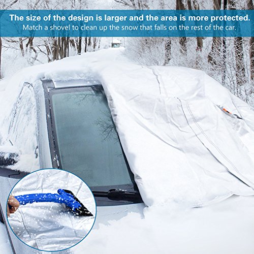 WisFox Protezione parabrezza antighiaccio, Invernale Anti-Gelo impermeabile Pieghevole Anti UV copri parabrezza anti graffio Robusto Copriauto per auto per la maggior parte dei veicoli, 240 x 150 CM
