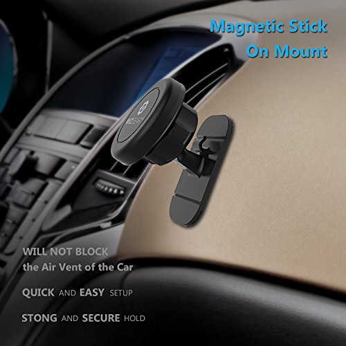 Wizgear - Supporto magnetico da auto per telefoni cellulari e Mini Tablet, adesivo per cruscotto universale, con tecnologia veloce swift-snap