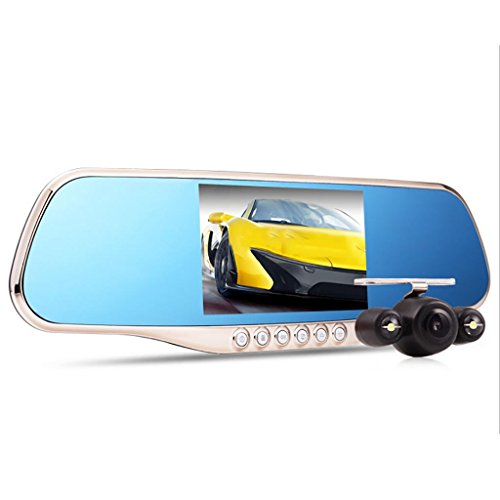 WJJ- Doppia telecamera a specchio doppia, videocamera da auto da 10 pollici da 10 pollici da 10 pollici, registratore video auto per la navigazione GPS per i veicoli Specchietto retrovisore