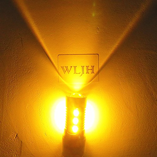 Wljh 2PCS 7443 auto lampadina Switchback Dual color bianco ambra W21/5 W T20 lampadine LED con lente proiettore per guida diurna luce freno