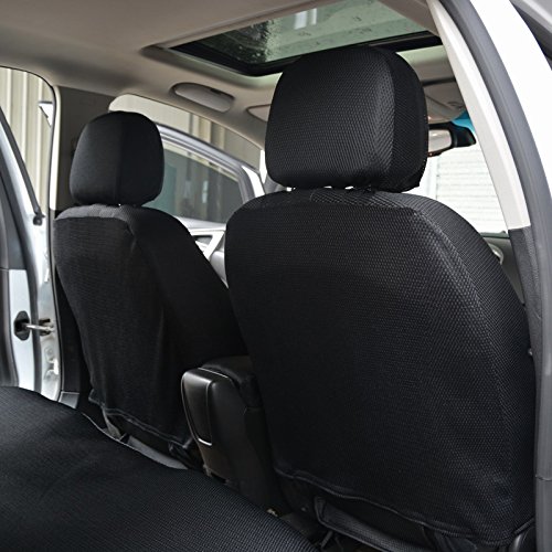 WOLTU 7223 Set Completo di Coprisedili Auto Seat Cover Universali Protezione per Sedile di Poliestere con Ricamo Fiamma Nero+Rosso