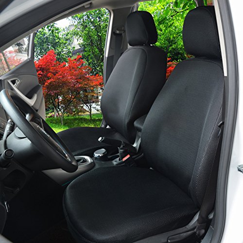 WOLTU 7286 Set Completo di Coprisedili Auto Seat Cover Universali Protezione per Sedile di Poliestere con Ricamo Fiore Nero+Rossa