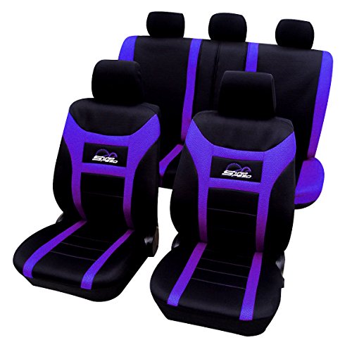WOLTU AS7259la Set Completo di Coprisedili per Auto Seat Cover per Macchina Universali Protezione per Sedile di Poliestere Moderni Viola+Nero