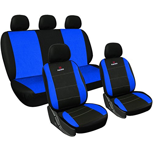 WOLTU AS7315 Set Completo di Coprisedili Auto Seat Cover Macchina Universali Protezione per Sedile di Poliestere Classici Nero-Blu