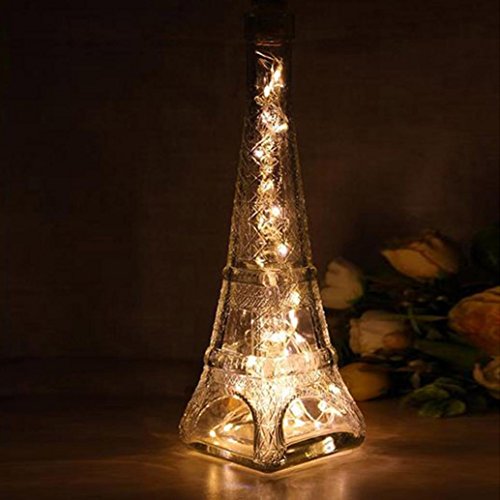 wyxlink Solar Wine Bottle Cork Shaped String luce 8 LED Night Fairy Light Lamp Warmweiß-10PCS