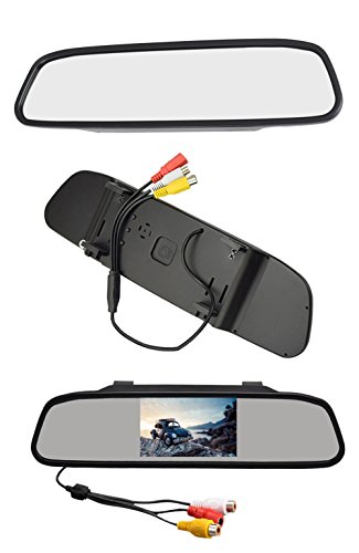 Wzmirai, specchietto retrovisore con display digitale a colori TFT LCD 4,3" (10,9 cm) 16:9 ad alta risoluzione per telecamera di retromarcia auto DVD/VCR (supporto PAL/NTSC, video input a 2 direzioni/DC 12 V)