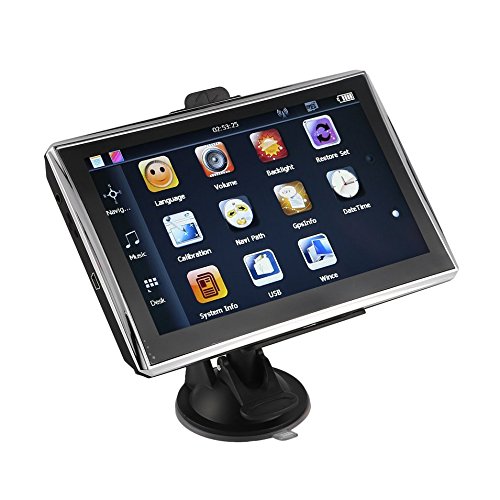 X7 7 "Navigatore GPS per auto Navigatore 256M + 8GB Telecamera retromarcia con sensore tattile Navigatore FM Posizionare con precisione il nero