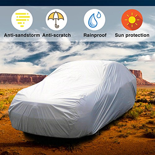 Xfay HX520 Car cover auto Copertura Impermeabile copriauto per protegge dal sole, ghiaccio, gelo e neve, corrosione, polvere, sporcizia, graffi -M:430*160*120CM