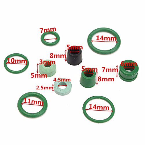 Xnemon 110PCS refrigerazione tubo guarnizione a O-Ring kit di riparazione kit di 8 diverse dimensioni dolce morbido gomma R134 A R410 a/O-ring set