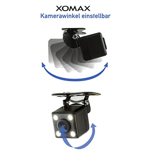 XOMAX XM-020 Retrocamera / Telecamera per retromarcia con 4 LED luci + Comoda e sicura per parcheggiare + Ampio angolo di visione 170° + PAL / NTSC + RCA connettore + DC 12V