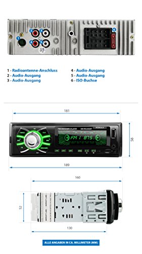 XOMAX XM-RSU262BT Autoradio nessun lettore CD + Bluetooth Vivavoce + 7 colori impostabili per l’illuminazione (rosso, blu, verde...) + Porta USB (fino 128 GB) & Slot SD (fino 128 GB) per MP3 e WMA + AUX-IN + Dimensioni standard singolo-DIN / 1-DIN + Telecomando e cornice metallica esterna inclusi