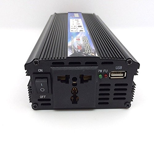 Xuyuan, inverter 2000 W per auto, USB CC 12 V e 24 V a CA 220 V, inverter convertitore adattatore, nero, 12V-220V