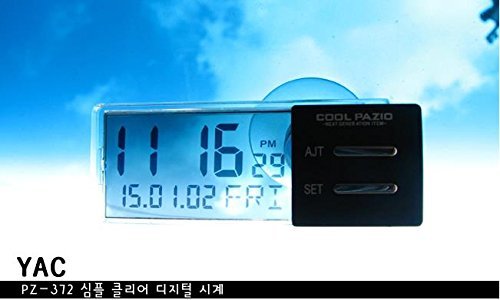 YAC PZ-372 orologio digitale compatto trasparente per cruscotto auto